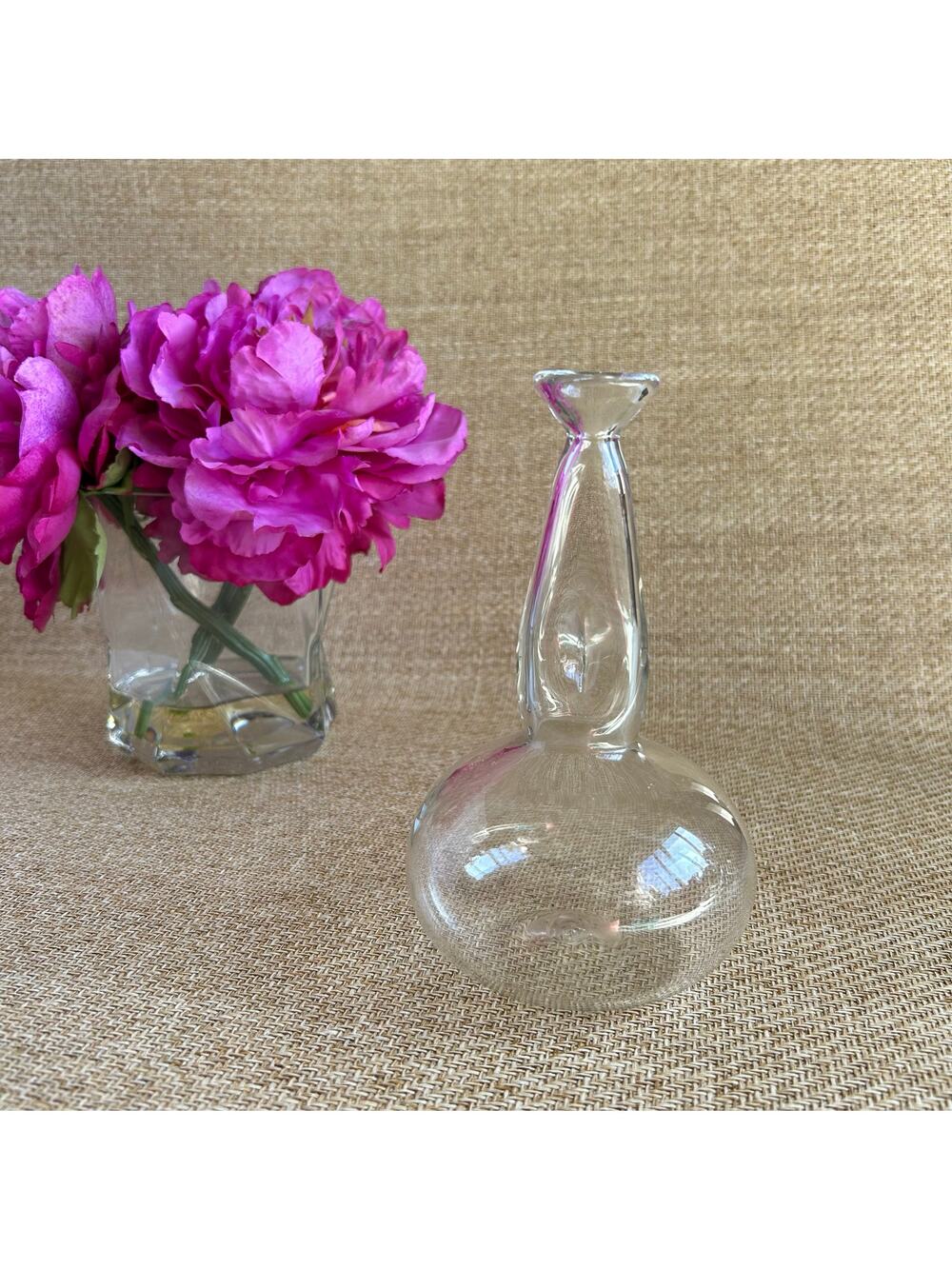 Dave Smith Signed Studio Glass “Papa’s Bottle” Handblown Clear Art Glass 8/02